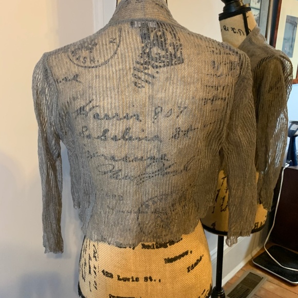 Eileen Fisher Sheer Hemp Blend Crop Cardigan - Picture 4 of 5